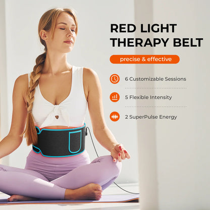 Red ＆Infrared LED Light Therapy Belt 850nm 660nm Back Pain Relief Wrap Red Light Therapy Full Body Belt Back Waist Heating