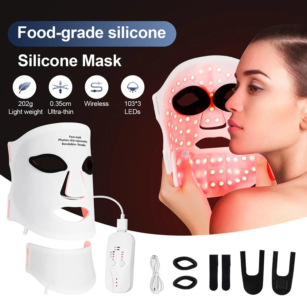 LED Red Light Therapy Face & Neck Mask – 7-Color Skin Care